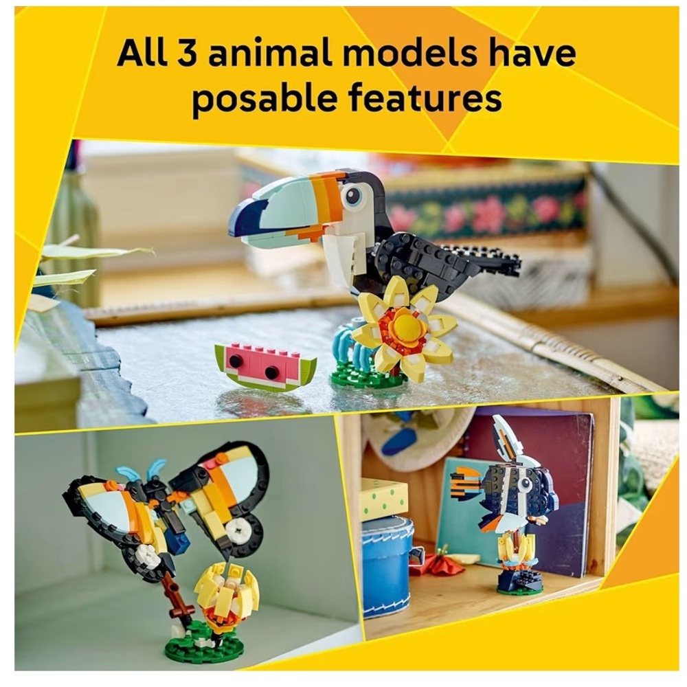 LEGOS NWT 3 in 1 Wild Animals Fish/Butterfly/Toucan Building Toy for Kids Jungle - Picture 3 of 5